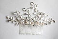 Silver Color Leaf Hair Comb Pin Clip Freshwater Pearl Hairpin For Brides Women Head Pieces Wedding Accessories Bridal Jewelry a