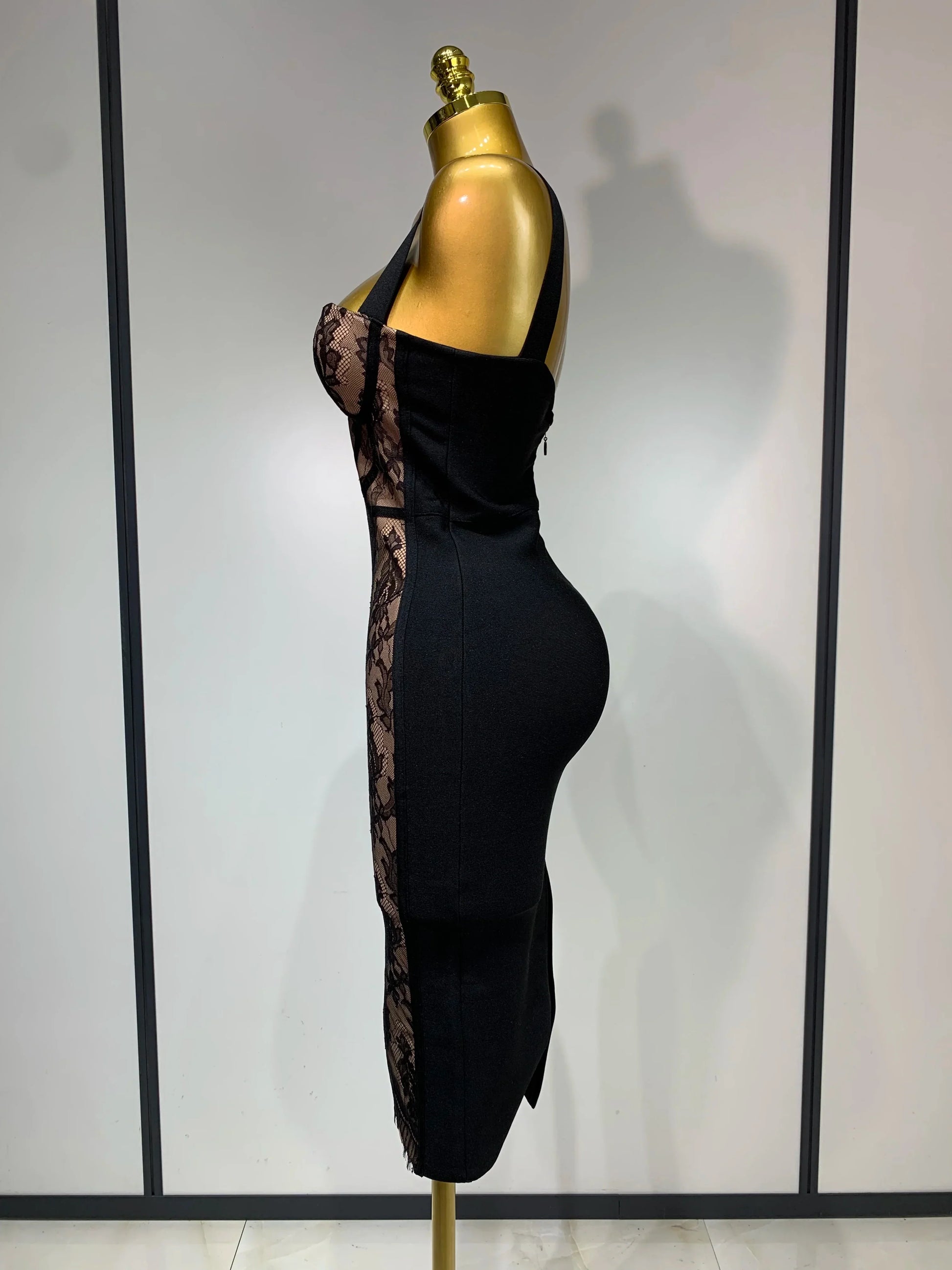 Sexy Black Lace Bodycon Bandage Dress Arrivals Women Luxury Vintage Elegant Evening Party Dress Birthday Club Vestido