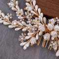Wedding Accessories Gold Color Hair Comb Pin Flower Head Pieces For Brides Crystal Evening Party Dress Headdress Bridal Jewelry