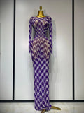Sparkly Rhinestone Stretchy Mesh See Through Dress Women Performance Dancer Costume Luxury Birthday Nightclub Stage Outfit