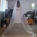 New Chapel Length Mantilla Lace Wedding Veil Bridal Veil in White Off-White Ivory with Metal Comb