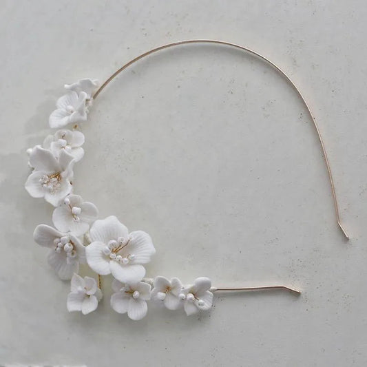 Porcelain Flower Headband Hairband Vintage Headpieces For Brides Tiaras Crowns Headdress Wedding Accessories Bridal Hair Jewelry