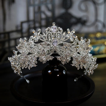 Baroque Princess Queen Crowns For Wedding Crystal Bridal Tiara Crown For Pageant Women Diadem Party Prom Hair Jewerly Headpiece Blue Zinc Plated