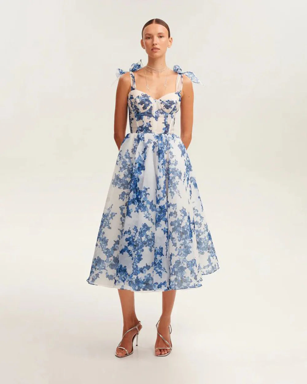 Pink Skyblue Color Women Sleeveless Square Collar A-Line Long Maxi Dress Celebrate Summer Vacation Beach Style Birthday Dress SKY BLUE