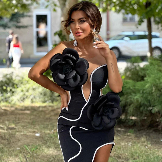Arrival Women Sleeveless Sexy Big Florals Bodycon Bandage Long Dress Celebrate Nightclub Party Evening Cocktail Dress