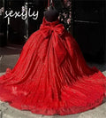 Customized Lilac Sequin Quinceanera Dresses Charro Off Shoulder Fluffy Vestio De 15 Xv Años Sixteen Birthday Dress Masquerade Red