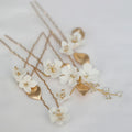 Bridal Accessories Porcelain Flower Hair Pins Clips Vintage Gold Color Hairpins For Brides Women Head Pieces Wedding Jewelry