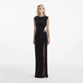 High Quality Black Color Women Sexy Sleeveless O-Neck Velvet Bodycon Long Maxi Dress Elegant Evening Party Cocktail Dress