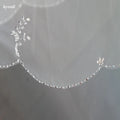 Two-Tier Hand-Beaded Scalloped Edge Bridal Veil Wedding Accessory with Metal Comb