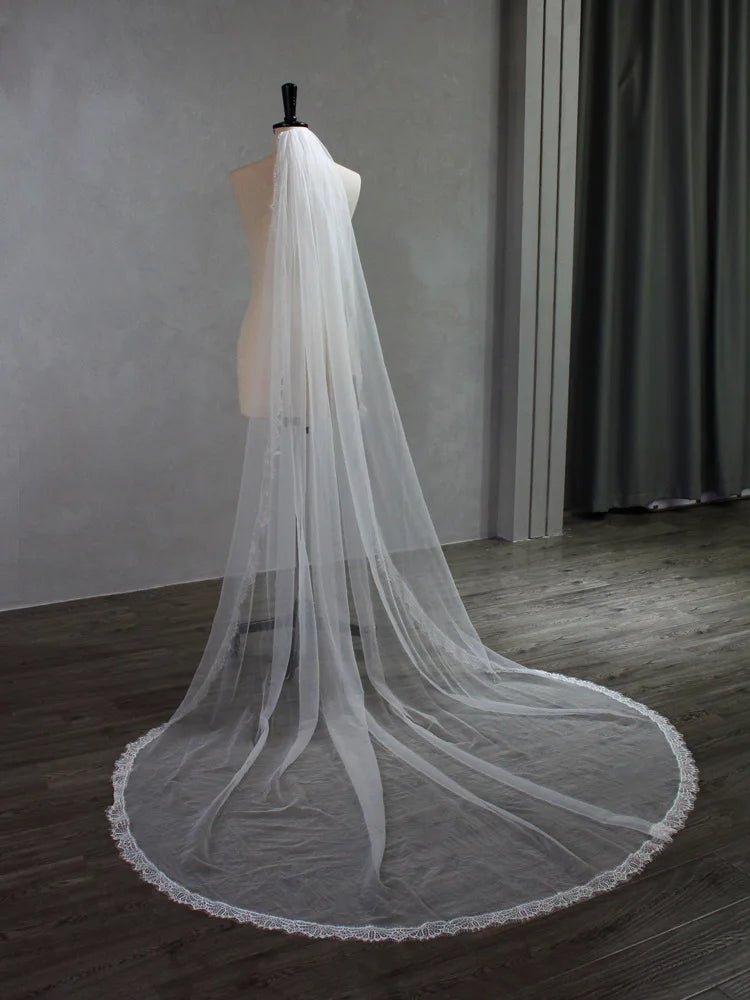 White Bridal Veil Long Lace Wedding Veils For Brides Evening Dinner Party Dress Women Girl Gifts Hair Accessories Jewelry