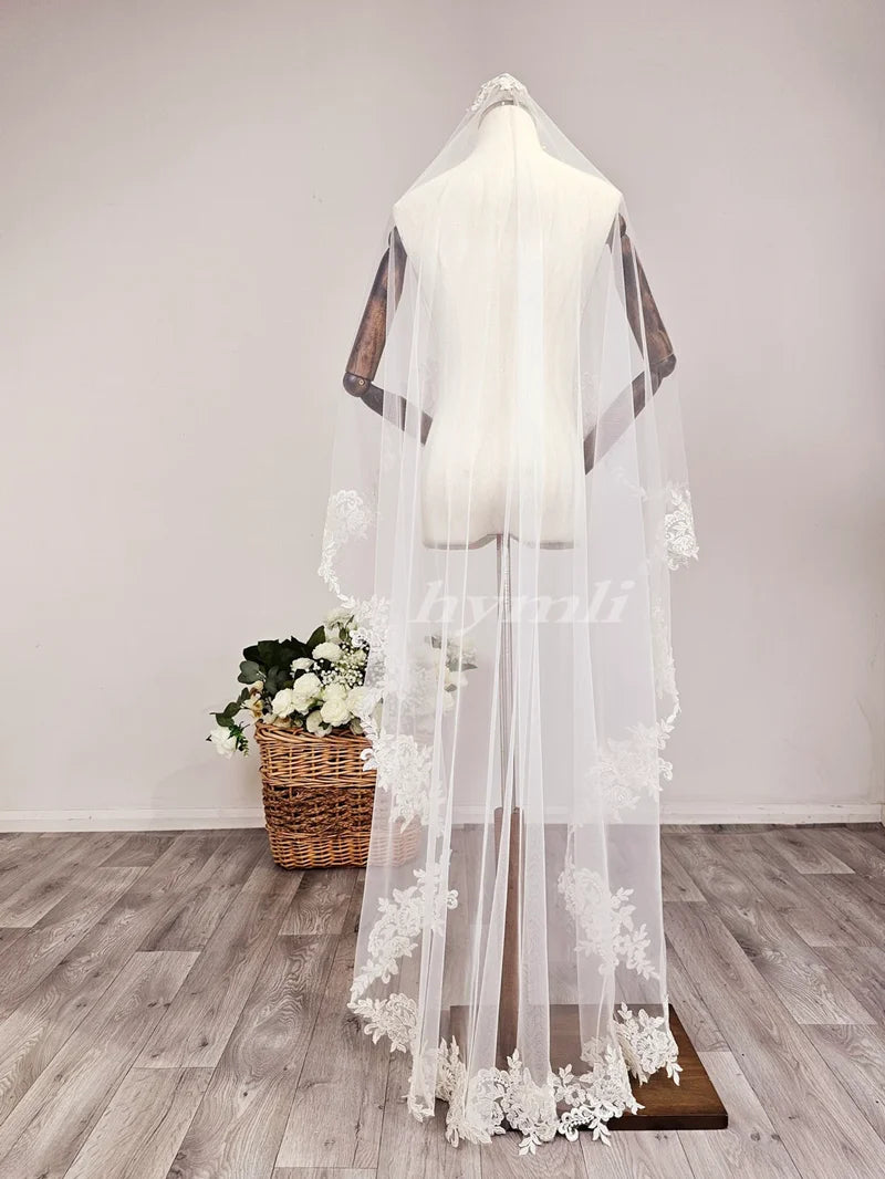 Simple Bridal Veil Mantilla Lace Veil 1 Layer Wedding Veil Drop Veil