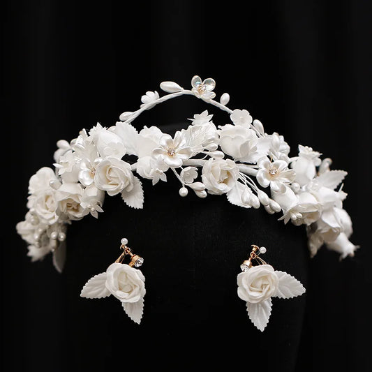 Flower Floral Tiaras and Crowns Pageant Prom Headbands For Brides Women Girl Headpieces Wedding Hair Accessories Bridal Jewelry