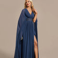 Elegant Chiffon Bridal Dress Split Customized A Line V Neck Wedding Party Gowns Formal Floor Length Mother Dresses For Bride