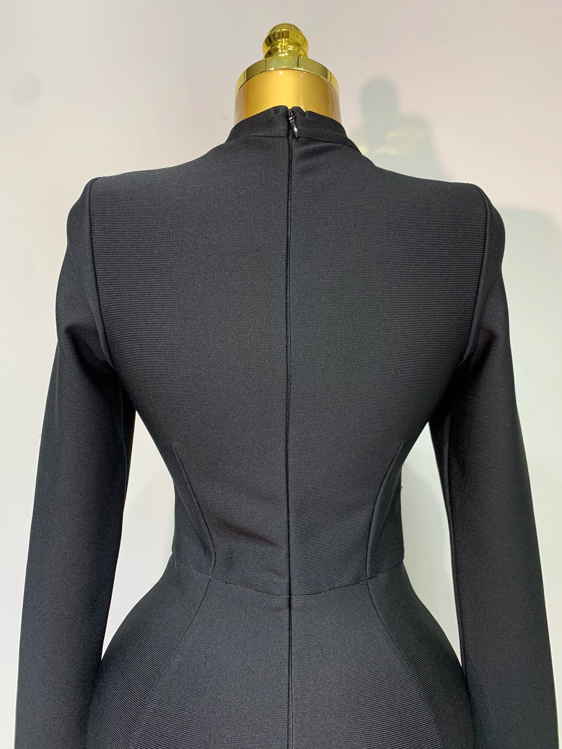 Newest Fashion Designer Party Dress Women's Formal Long Sleeve Diamonds Bodycon Bandage Dress Elegant Luxury Birthday Gown