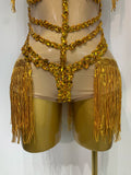 High Quality Luxury Rhinestone Sexy Mesh See Through Bodysuit Women Celebrate Birthday Party Club Singer Dancer Stage Outfit