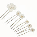 Porcelain Flower Hairpins White Floral Hair Pins Clips For Brides Bridesmaids Head Pieces Wedding Accessories Bridal Jewelry