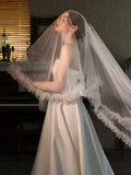 230cm White Bridal Veil Lace Wedding Veils For Brides Evening Dinner Party Dress Women Girl Gifts Hair Accessories Jewelry 150cm