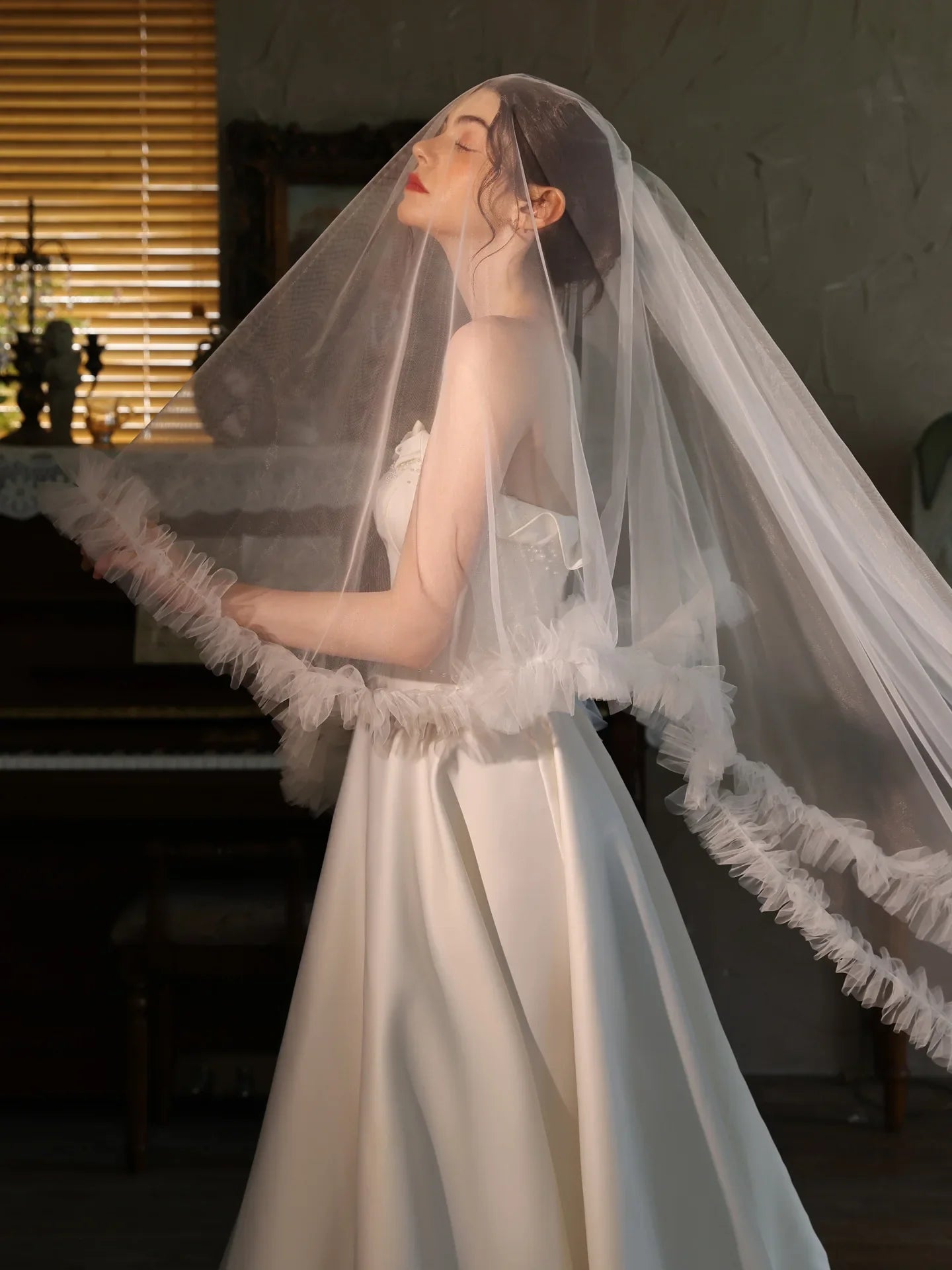 230cm White Bridal Veil Lace Wedding Veils For Brides Evening Dinner Party Dress Women Girl Gifts Hair Accessories Jewelry 150cm
