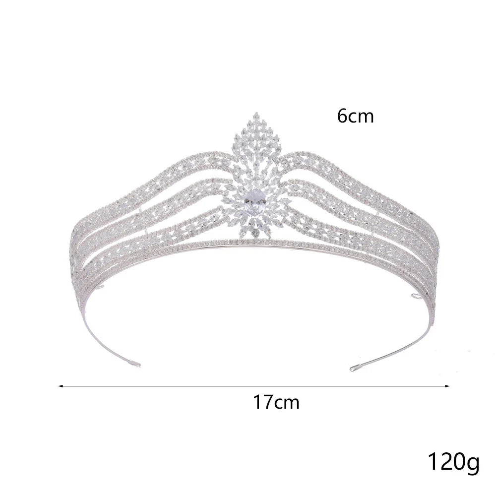 Wedding Hair Accessories Cubic Zirconia Tiaras and Crowns Zircon Headpiece For Brides Women Pageant Prom Headband Bridal Jewelry