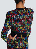 Women Long Sleeve Deep V-Neck Bodycon Mini Bandage Dress Jacquard Celebrate Evening Party Cocktail Dress Vestido