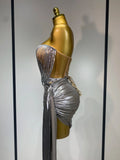 Sparkly Sequin Two Piece Set Sexy Strapless Backless Women Outfit Evening Party Nightclub Stage Performance Dance Costume