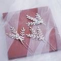 Crystal Rhinestones Hair Pin Clip Leaf Hairpin For Brides Bridesmaids Silver Color Head Piece Wedding Accessories Bridal Jewelry