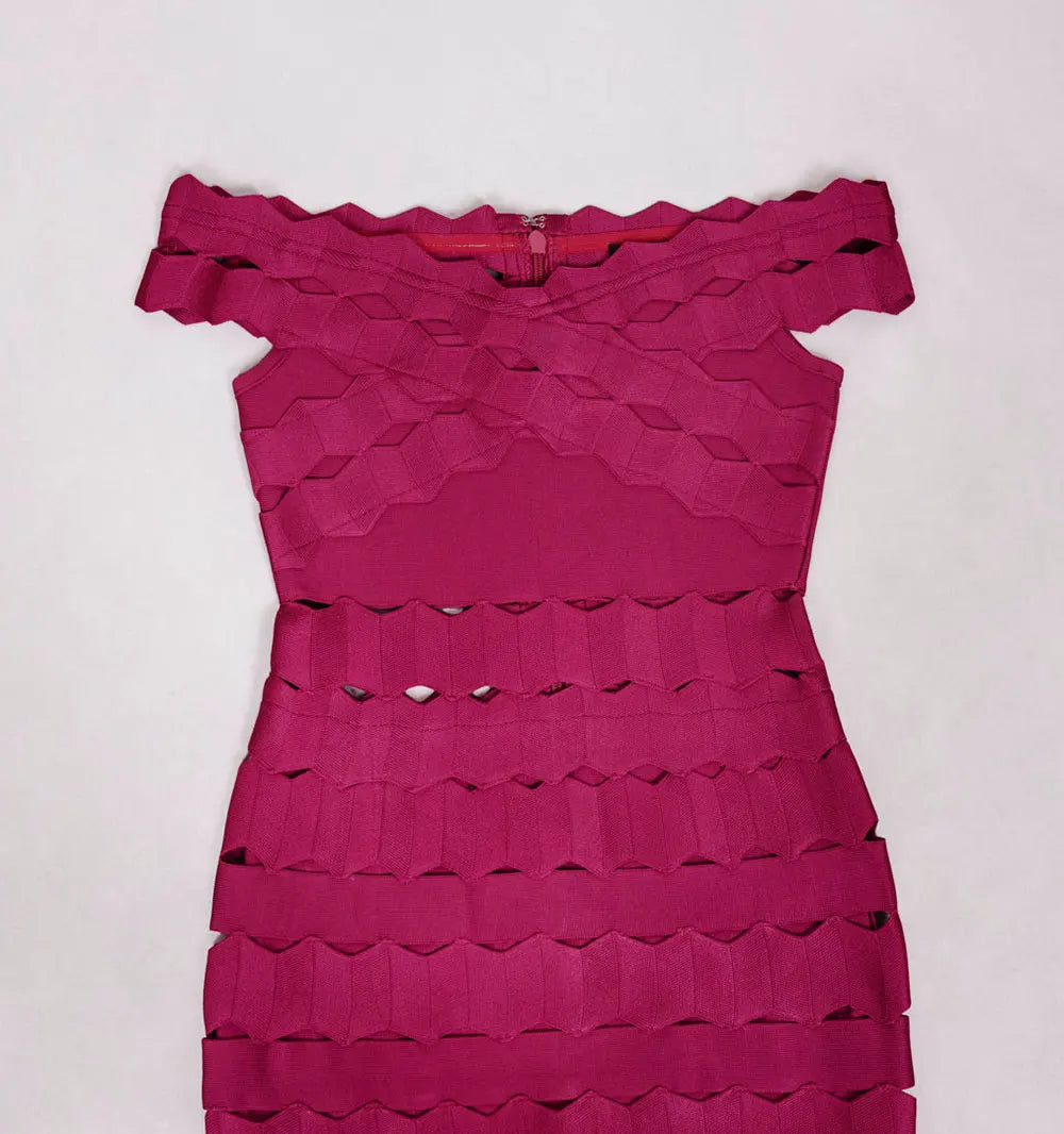 Spring Sexy Women Hollow Cut Design Bandage Dress with One Collar Shoulders Bodycon Backless Midi Dress Club Party Vestidos