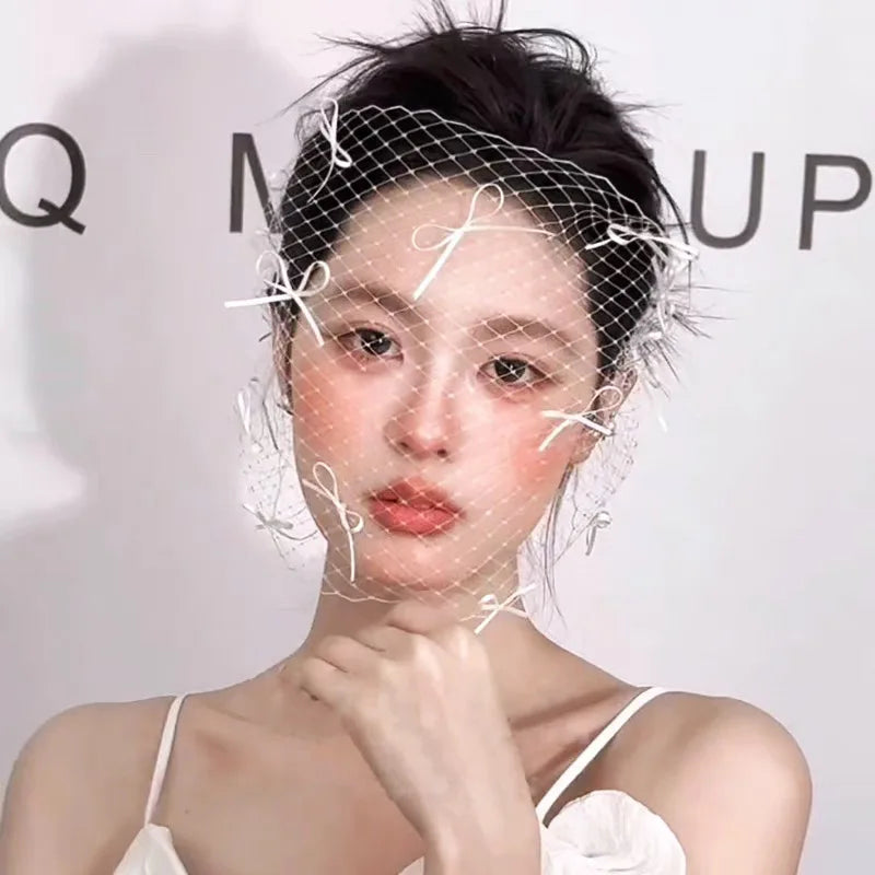 Short Face Bridal Veil Bowknot Wedding Veils For Evening Dinner Party Dress Women Gift Hair Accessories Brides Jewelry