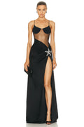2024 Starfish Sexy See Through Mesh Patchwork Bandage Spaghetti Strap Floor Length Dress Evening Dress Celebrity Party Outfit