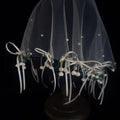 Short Wedding Veils Flower Pearl Bridal Veil For Evening Party Dress Women Girl Hair Accessories Brides Jewelry