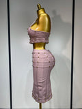 High Quality Women Sexy Luxury Birthday BandageTwo Piece Set Evening Party Prom Gown Celebirty High Street Club Party Outfit