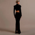 High Quality Women Long Sleeve Diamond Florals Bodycon 2 Pieces Mini Bandage Dress Celebrate Nightclub Party Birthday Dress
