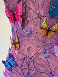 Sparkly Women Sexy Mesh See Through Dress New Arrival Butterfly Purple Celebrity Luxury Birthday Nightclub Stage Outfit