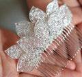 Wedding Accessories Leaf Hair Comb Pin Clip Silver Color Hairpins For Brides Women Zircon Zirconia Head Pieces Bridal Jewelry a