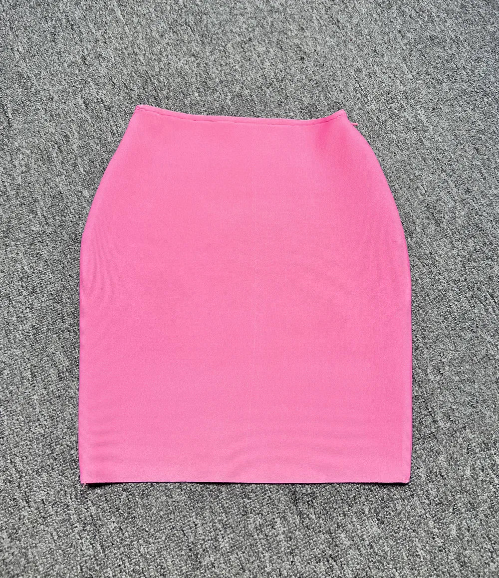 2024 New Women's Bandage Skirt Fashion Versatile Solid Color Tight Mini Skirt Black Red Orange Khaki White Pink Bandage Skirt Pink