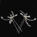 Silver Color Hair Pin Clip Pearl Crystal Head Piece For Bride Bridesmaids Hairpin Earrings Bridal Jewelry Wedding Accessories a