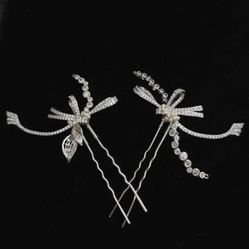 Silver Color Hair Pin Clip Pearl Crystal Head Piece For Bride Bridesmaids Hairpin Earrings Bridal Jewelry Wedding Accessories a