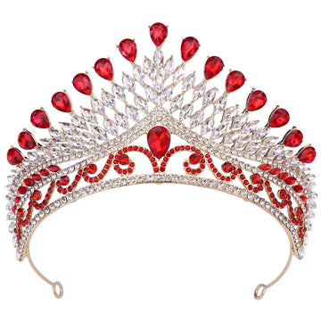 Baroque Crystal Heart-Shaped Bridal Tiara Crown Silver Gold Diadem for Women as picture