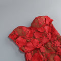 Red White Color Women Sexy Strapless Embroidery Bodycon Midi Dress Celebrate Nightclub Party Evening Birthday Dress Wholesale