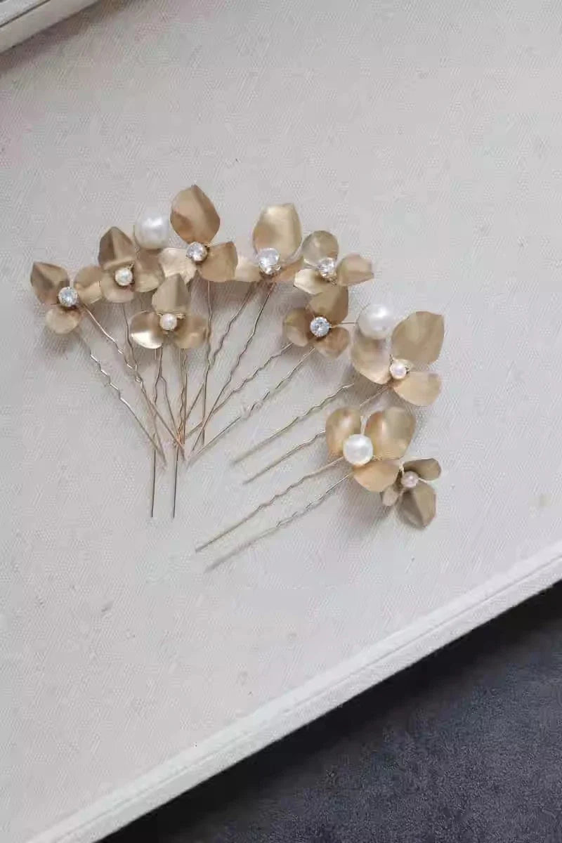 Wedding Accessories Flower Head Pieces Vintage Gold Silver Color Hair Pins Clips For Brides Bridesmaids Hairpins Bridal Jewelry