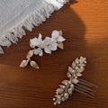 Leaf Flower Head Pieces Vintage Hair Comb Clip Pin For Brides Women Gold Color Pearl Hairpin Wedding Accessories Bridal Jewelry c
