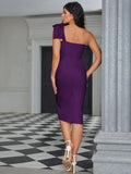 2024 Sexy Women's Bandage Dress One Shoulder Bow Strap Sleeveless Bodycon Bareback Split Dress Cocktail Evening Party Vestidos