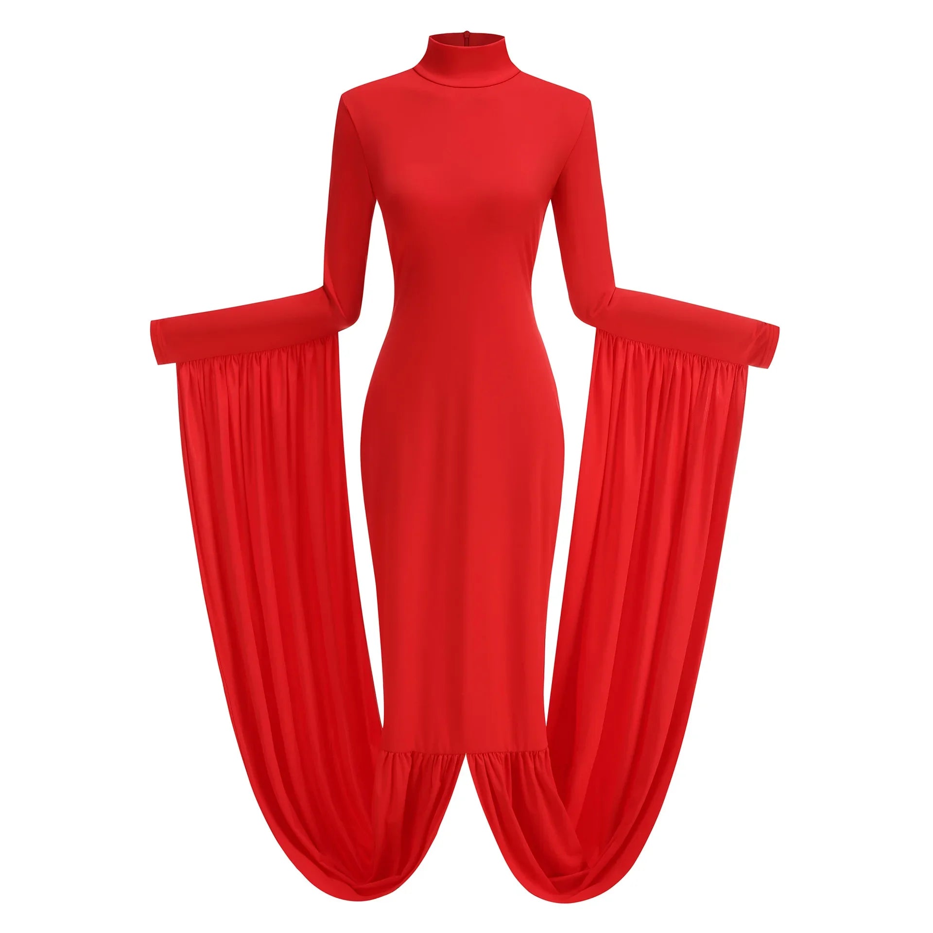 Red Women Long Sleeve Sexy Bodycon Long Dress Celebrate Evening Party Prom Fashion Cocktail Outfit High Quality Red