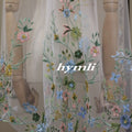 1 Tier Embroidered Floral Leaf Lace Wedding Veil Fingertip Length Wildflower Veil with Metal Comp
