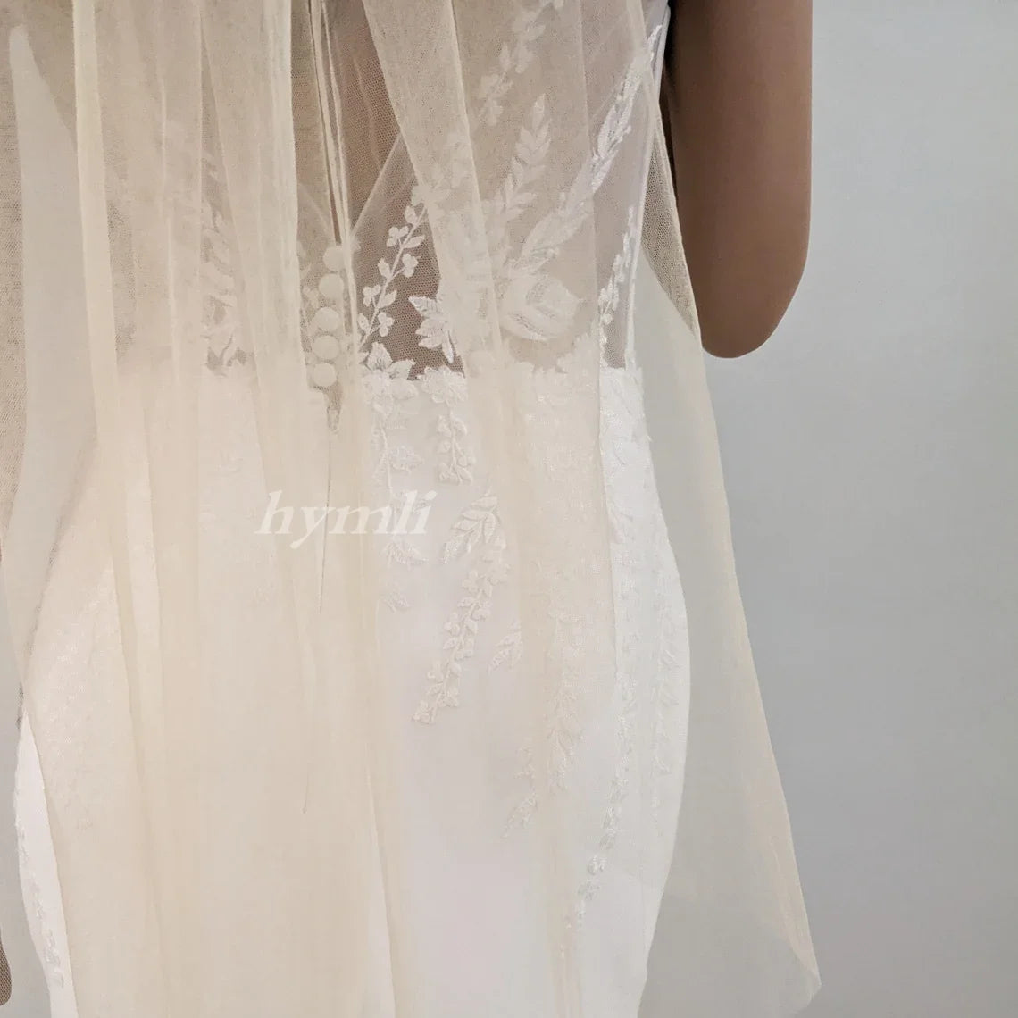 Champagne Wedding Veil Soft Tulle Single Tier Rounded Edge with Gold Bridal Comb