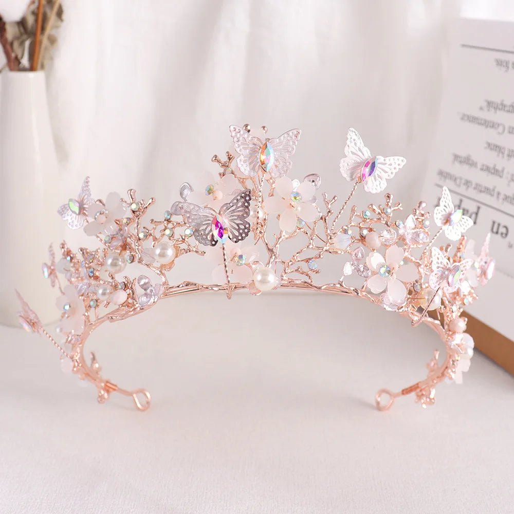 Wedding Crowns For Bride Crystal Flower Fairy Bridal Tiara Crown For Women Girlfriend Diadem Party Bride Hair Jewelry Headdress as picture 3