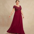 Formal V Neck Customized Mother Dresses A Line Bride Party Dress Lace Short Sleeve Occasion Gown Elegant robes invitée mariage