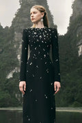 Top Quality Women Long Sleeve Shinning Crystal Bodycon Long Bandage Dress Elegant Evening Party Occation Celebrate Outfit
