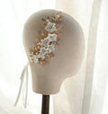 Wedding Hair Accessories Vintage Gold Color Headband Pearl Crystal Hairband Bride Porcelain Flower Leaf Headpiece Bridal Jewelry
