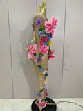 Sparkly Rhinestones 3D Flower Nude Mesh Transparent Jumpsut Women Evening Party Birthday Nightclub Performance Stage Costume
